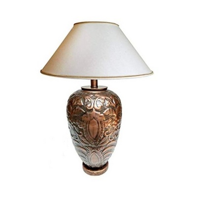 Handmade  unique designer  stylish  classic modern customized logo print wholesale decorative Copper Antique Embossed Table Lamp