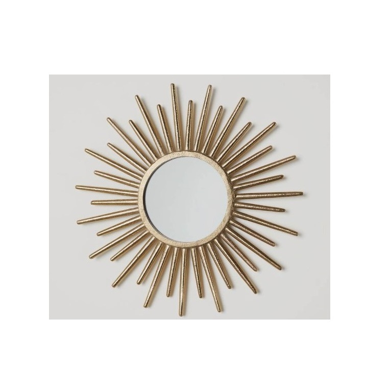 Wholesale Elegant Sun shaped Wall Mirror Gold Finished Decorations Industrial Large For Home Mirror Wall Sticker Home Decor