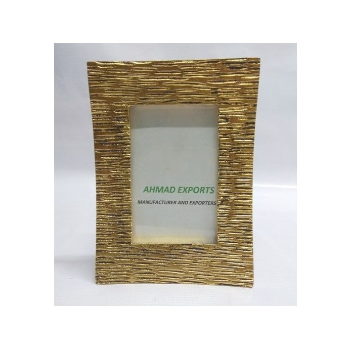 Hot Selling Picture frame Rough Brass Plated Aluminium Glass And MDF Made Square Shape Classic Photo Frame Handmade Customized