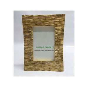 Hot Selling Picture frame Rough Brass Plated Aluminium Glass And MDF Made Square Shape Classic Photo Frame Handmade Customized