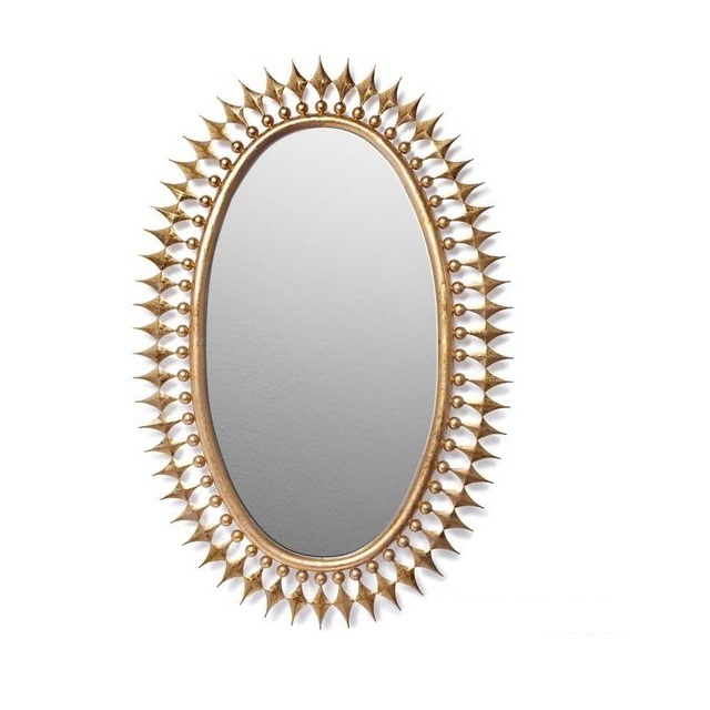 Decor Home Metal Oval Antique Gold Silver Polished Wall Mirror Wall Hanging Decorative Arts Decor with Mirrors for Living Room