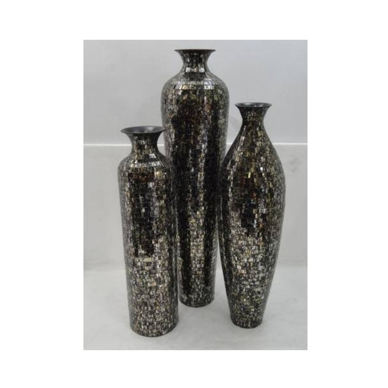 Modern New Arrival Decoration Metal  Black Mosaic Flower Vase Decorative handmade Mosaic Flower fancy antique Vases