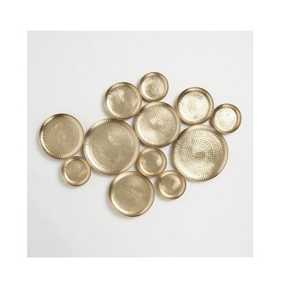 Metal Wall Art Circles Gold Hammered wall art decoration Gold finished Stylish Contemporary Decoration For Home Living room