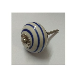 Handmade Bulk Traditional White Ceramic Stripe Drawer Knobs Dresser Cabinet Pull Kitchen Cupboard Door Handles