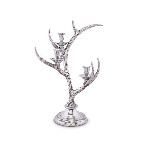 Metal Antler Candle Holder on Base Handmade Nickle Plated Antler Decorative Christmas Candle Holder for festivals