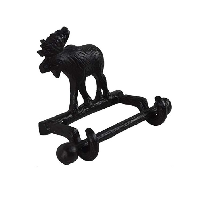 Wall Mount Matte Black Toilet Paper Holder Tissue Paper Dispenser decorative Cast Iron Bear Decorative Toilet Paper Holder