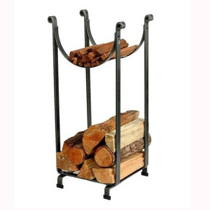 High Quality New Black Color  Wrought Iron Fireplace Tools Rack Indoor Outdoor Wood Holders Firewood Rack