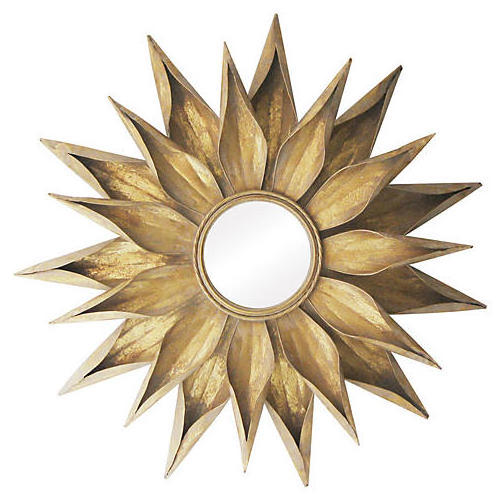 Wholesale Elegant Sun shaped Wall Mirror Gold Finished Decorations Industrial Large For Home Mirror Wall Sticker Home Decor