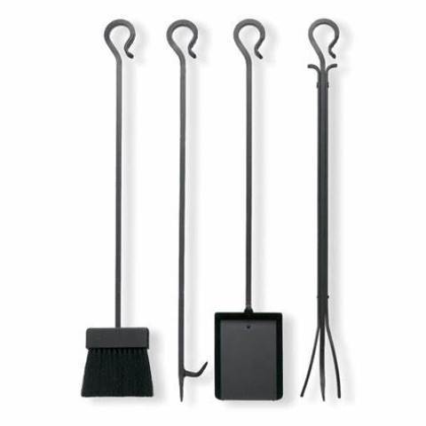 Stylish Fireplace Accessories Kit Fire Pit Tool 5pcs Chimney Steel Iron Black Powder Coating Metal Stand Fireplace Tools Set