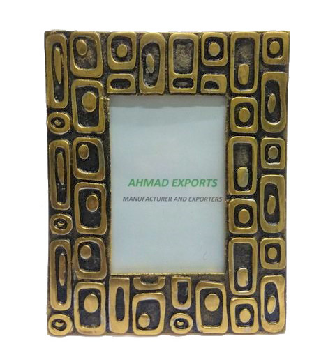 Hot Selling Picture frame Rough Brass Plated Aluminium Glass And MDF Made Square Shape Classic Photo Frame Handmade Customized