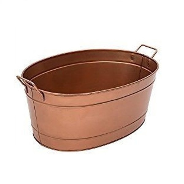 Custom Galvanized metal planters Flower Pots Rope Handle Oval Tin Baskets Plant Pot flower tubs Rope Handle Wine Coolers