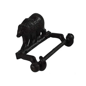 Wall Mount Matte Black Toilet Paper Holder Tissue Paper Dispenser decorative Cast Iron Bear Decorative Toilet Paper Holder