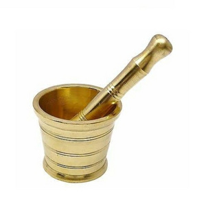 Stylish Brass Metal Home & Kitchen Mortar And Pestle kitchen accessories Gold color finished home and kitchen