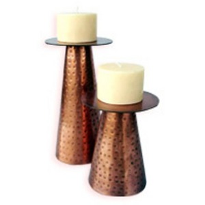 Handmade Copper Color candle stand Candlestick Home Decoration Geometric Candle Stand Decorative hammed design