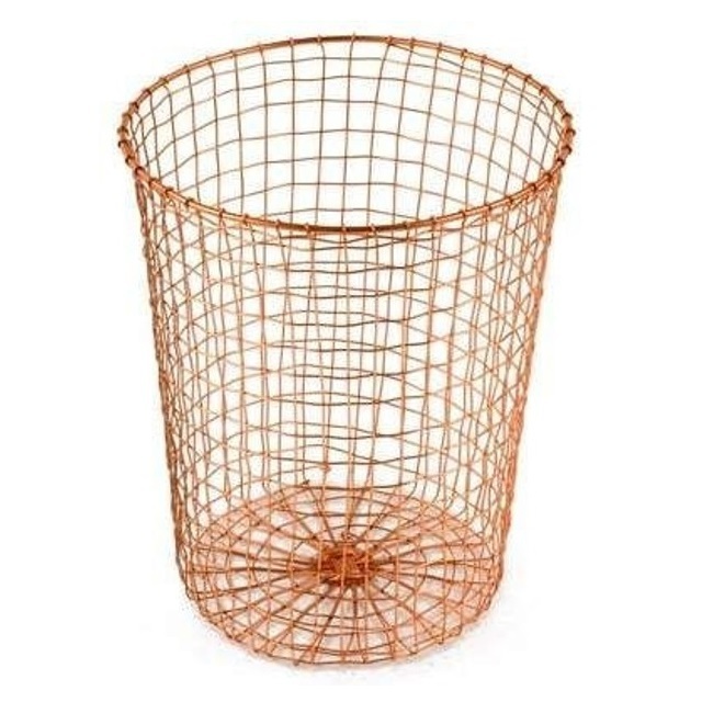 Garbage Bin Waste Baskets Office Home Wire Trash Can Mesh Round Dustbin Rubbish Bin Green Color Finished