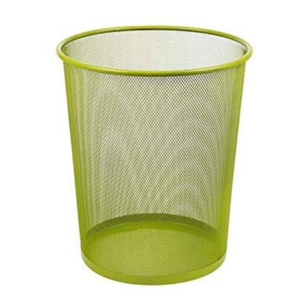 Garbage Bin Waste Baskets Office Home Wire Trash Can Mesh Round Dustbin Rubbish Bin Green Color Finished