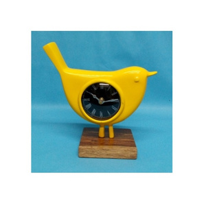 Elegant Bird shape clock desktop clock table clock Aluminium Yellow Finished Bird Office Home Decor Accessories