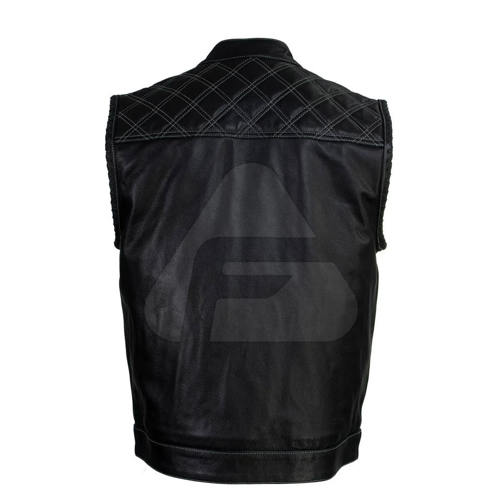 New Arrival Top High Quality Men Leather Waistcoat Latest Design Bike Leather Vest For Men