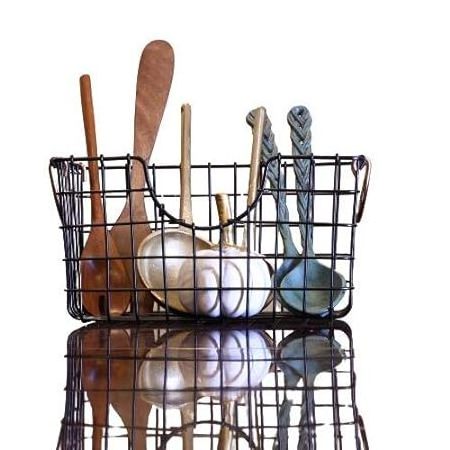 Metal Wire Storage Basket with Copper Handle Used For Books Files Fruits Vegetables Cloths Baby Care Items