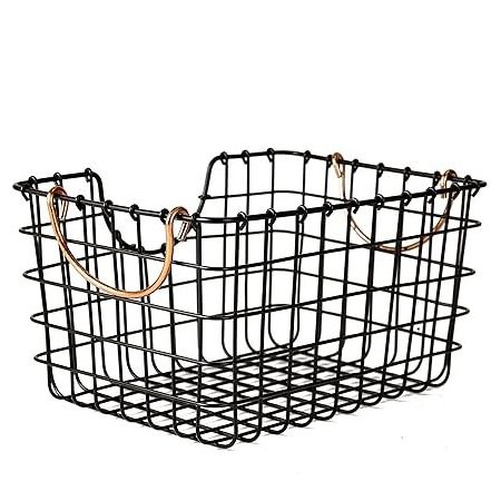 Metal Wire Storage Basket with Copper Handle Used For Books Files Fruits Vegetables Cloths Baby Care Items