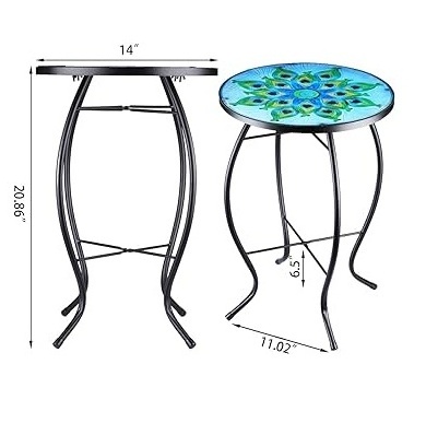 High Quality Office Furniture Side and End Table for Sale Home Decorative Floral Mirrored Finishes Side Table with 3 Leg Stands