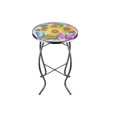 High Quality Office Furniture Side and End Table for Sale Home Decorative Floral Mirrored Finishes Side Table with 3 Leg Stands