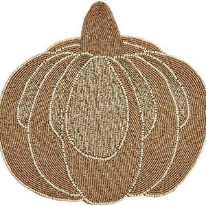 Pumpkin Theme Brown Color Home Kitchen Wedding Decorative Handmade Beaded Decor Dining Table Mat Placemat