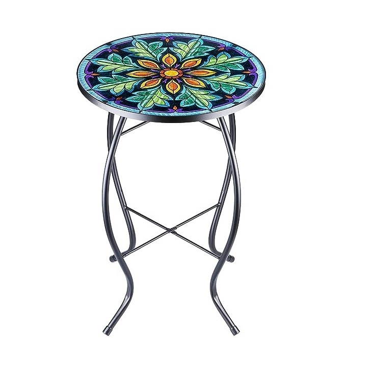 High Quality Office Furniture Side and End Table for Sale Home Decorative Floral Mirrored Finishes Side Table with 3 Leg Stands