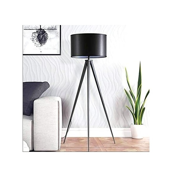 Classic Lighting Wooden & Metal Floor Lamp Natural Wood Black Powder Coated Iron Pipe With White Fabric Shade Hot Sale Floor Lam