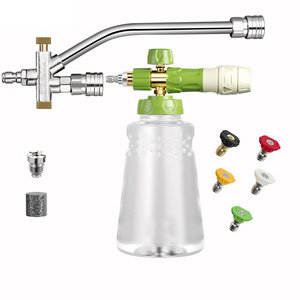 Pressure Washer Foam Cannon and Dual Use Valve Connector with 5 Color Nozzle Kit Car Wash Snow Gun Lance Foam Bottle Soap