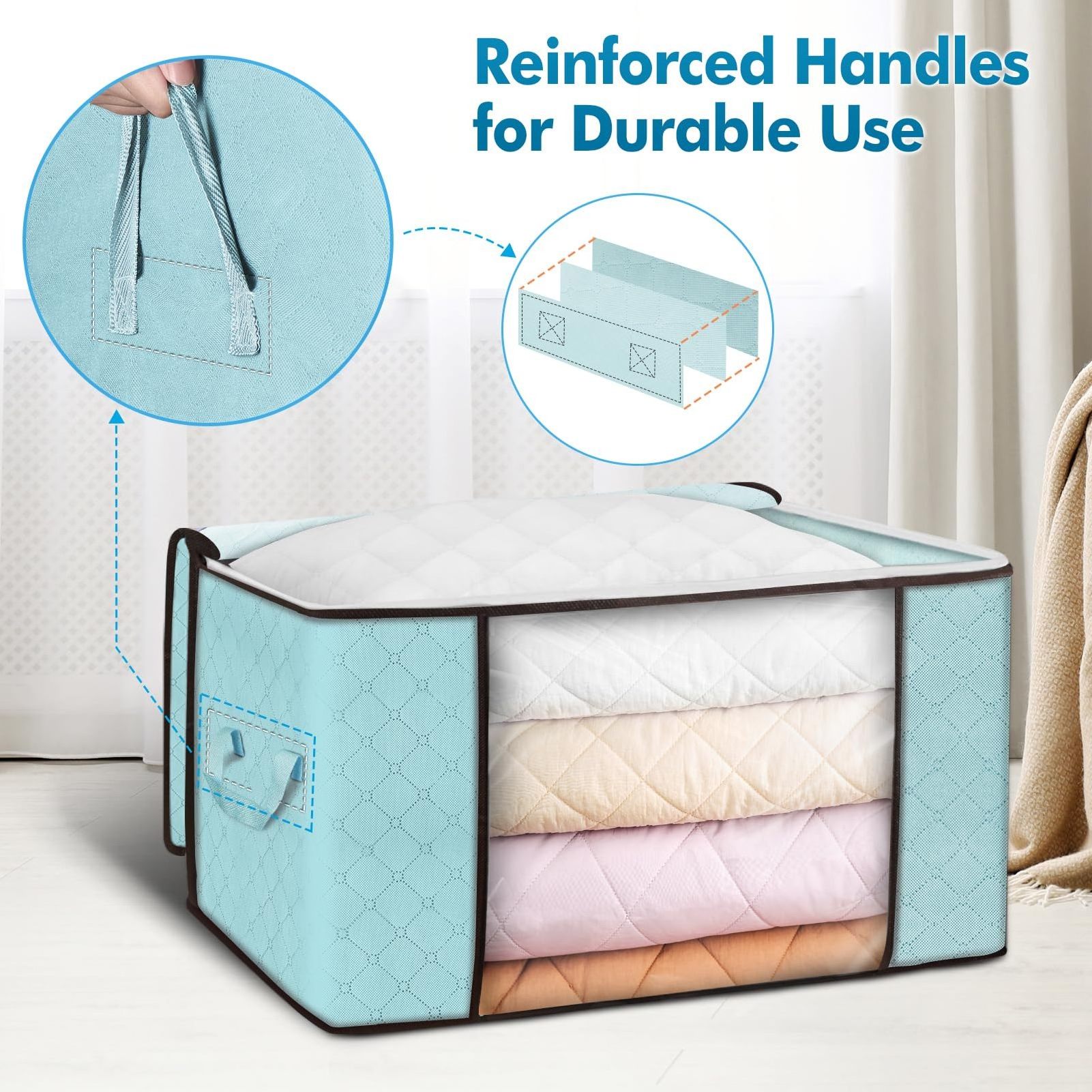 Large Storage Bags Clothes Bins Foldable Closet Organizer Storage Containers with Durable Handles Storage an