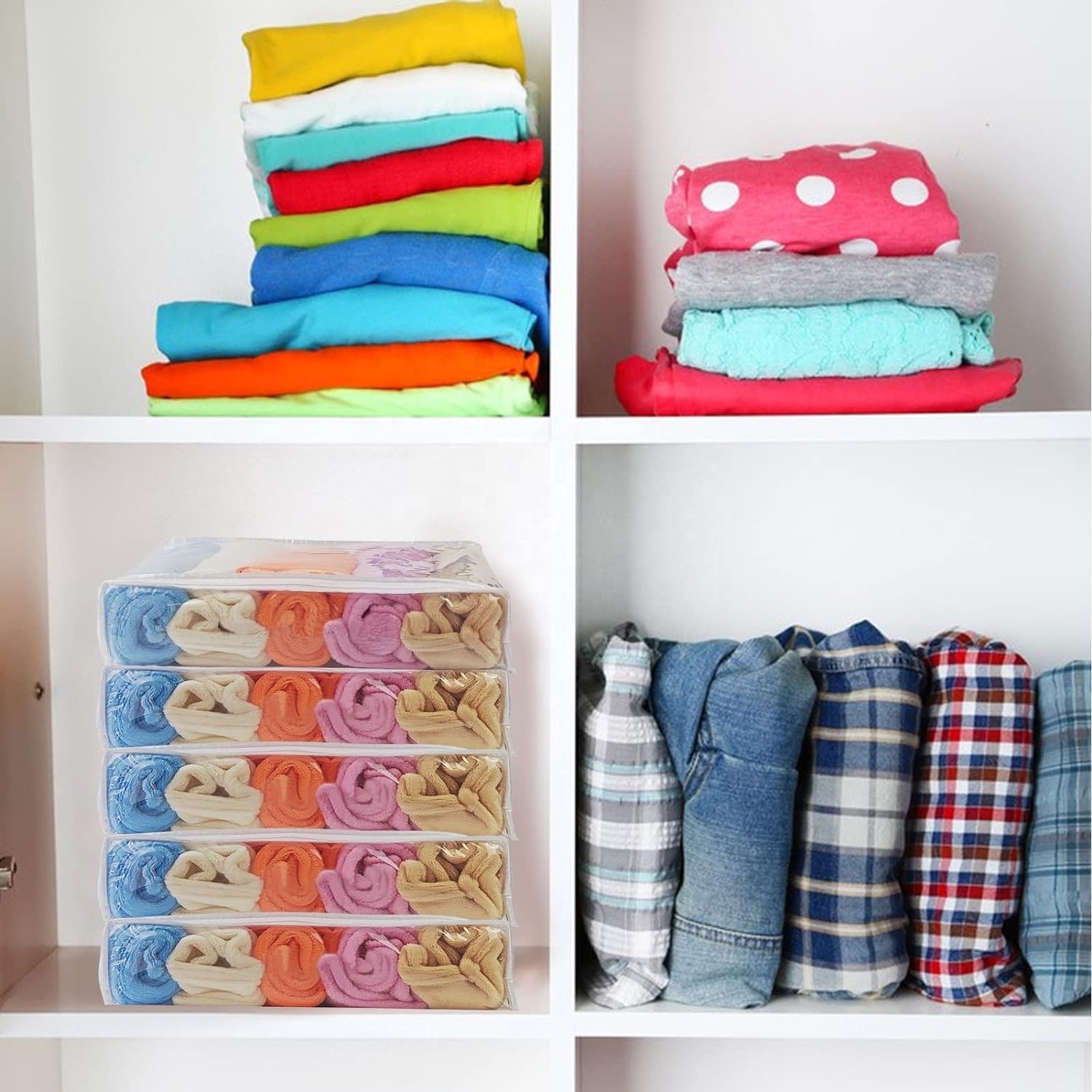 Vinyl Zippered Storage Bag Plastic Blankets Bags for Sweater Clothes Storage Organizer with Zipper for Closet