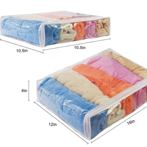 Vinyl Zippered Storage Bag Plastic Blankets Bags for Sweater Clothes Storage Organizer with Zipper for Closet