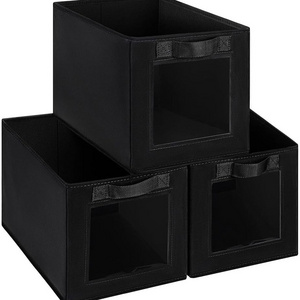 Storage Bins for Closet Foldable Storage Cubes with Window Shelves for Closet Organization