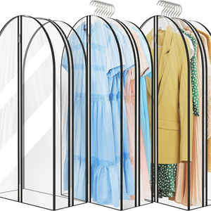 Gusseted All Clear Garment Bags for Hanging Clothes Suit Bags for Storage of Coats Garment Cover with zipper