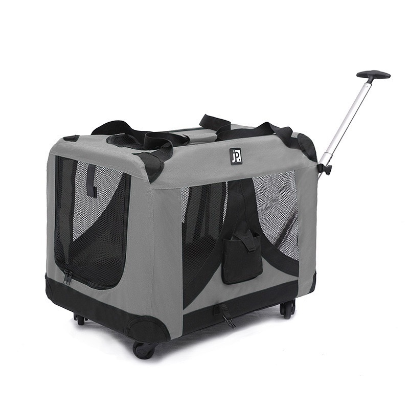 Fashion pet trolley backpack cat dog outing backpack air box portable foldable 4 wheeled breathable car suitcase