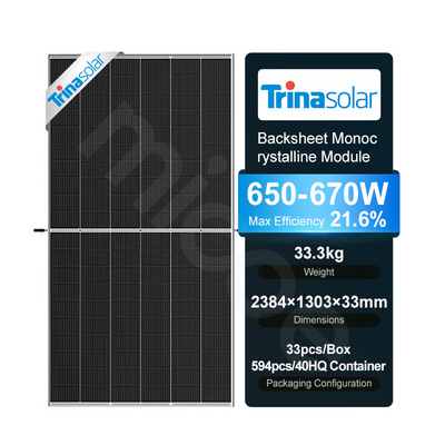 Trina Solar Module Mono 645W 650W 655W 660W 665W 670W Solar Power Panels