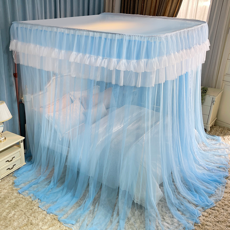 Luxury Romantic Princess Queen Size Cheap Double Bed Net Canopy Mosquito Tent Mesh Embroidery Lace Pleated Mosquito Net for Bed