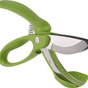 Stainless Steel Toss Chop Salad Scissors Tongs Multifunctional Vegetable Fruit Chopper Cutter Clever Scissor