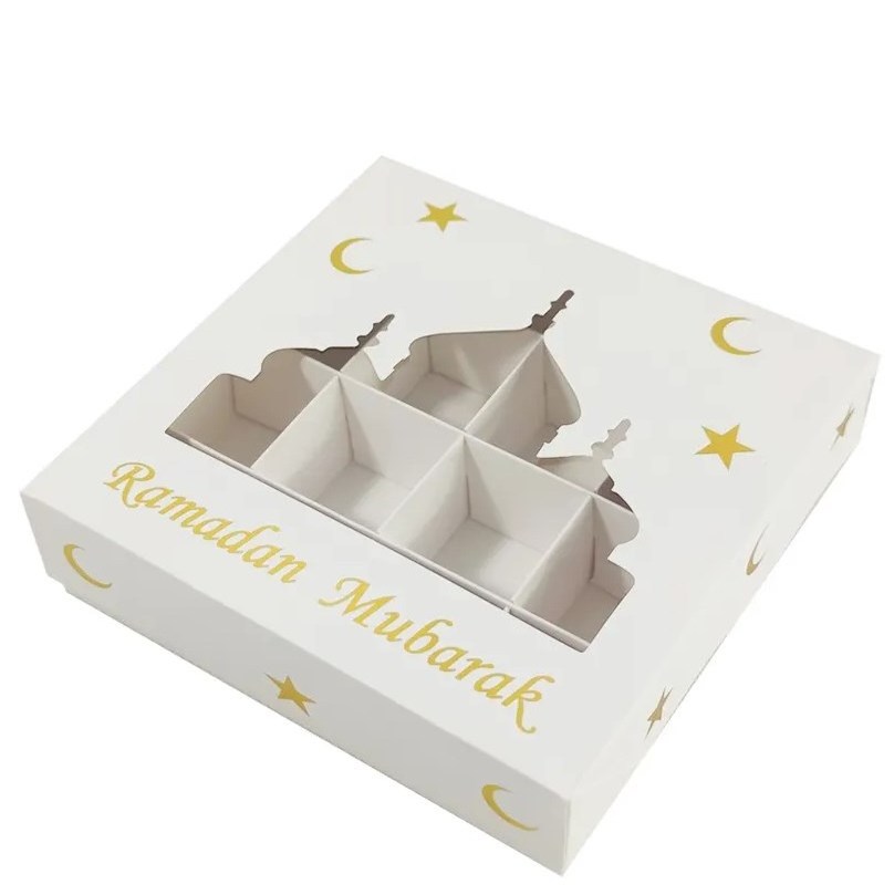 AHMH eid islamic ramadan mubarak empty pick and mix  candy sweet dry fruit nut gift paper favor box with Inserts window