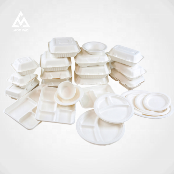 Custom Eco Friendly Bio-degradable Disposable Rectangular Container Bagasse Food Containers Packaging