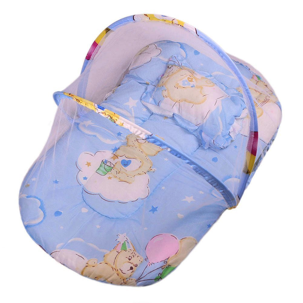 Baby Infant Bed Canopy Mosquito Net with Cotton-padded Mattress Pillow