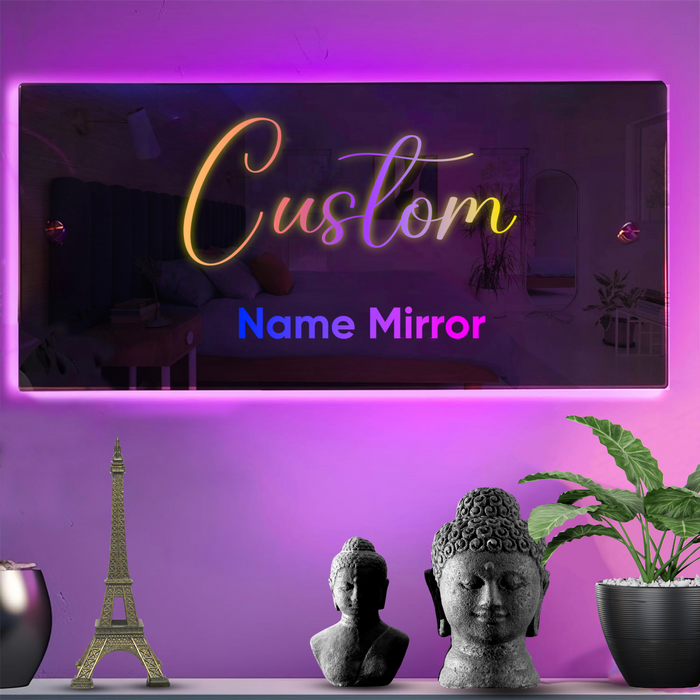 Personalized Name Mirror Light For Bedroom LED Light Up Mirror for Wall, Custom Mirror Neon Signs Wall Decor, Custom Name Sign f