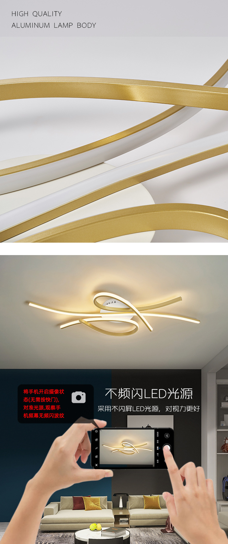 New Modern LED Ceiling lamp Lighting for Office Dining Living room Bedroom study Shops 110V 220V Ceiling Lights for black/gold