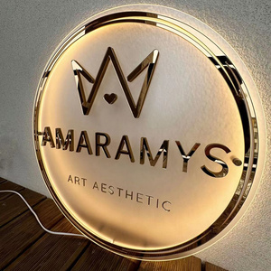 Custom Business Logo Name Sign 3D Mirror Gold Logo Neon light Signs Personalised Acrylic Logo Business Stickers Wall Workshop