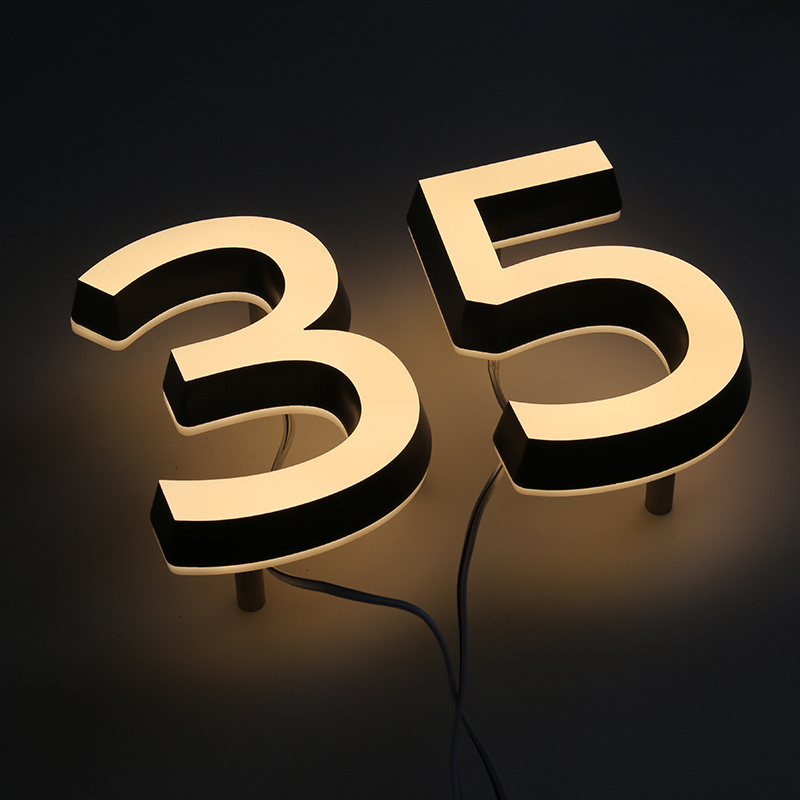 Custom LED Business Logo 3D Illuminated Letters House Number Light House Address Sign