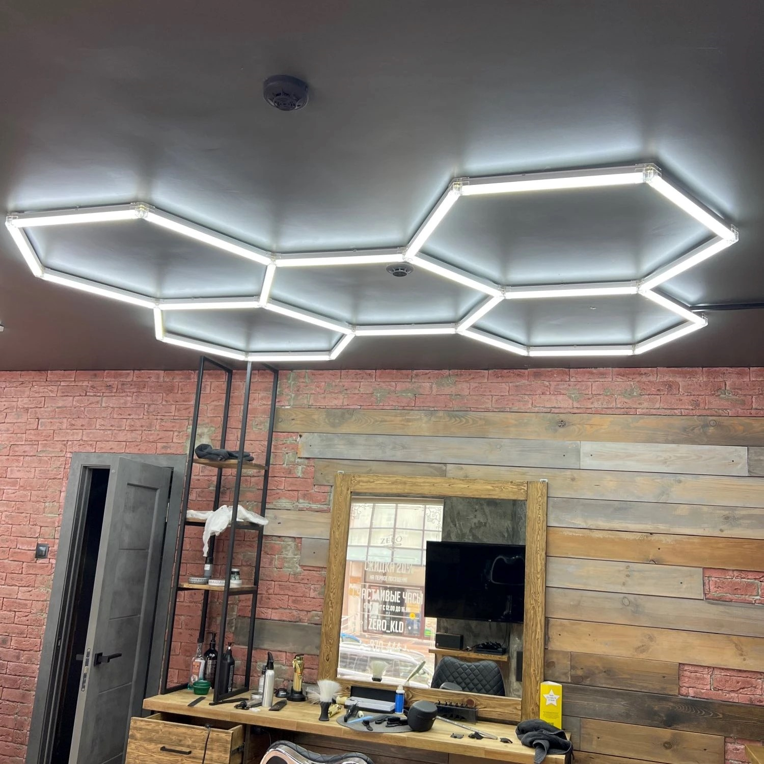 Led Aluminum Customized Dropshipping Car Workshop Light Garage Detailing Lamp Honeycomb Hexagonal Five Grids Light