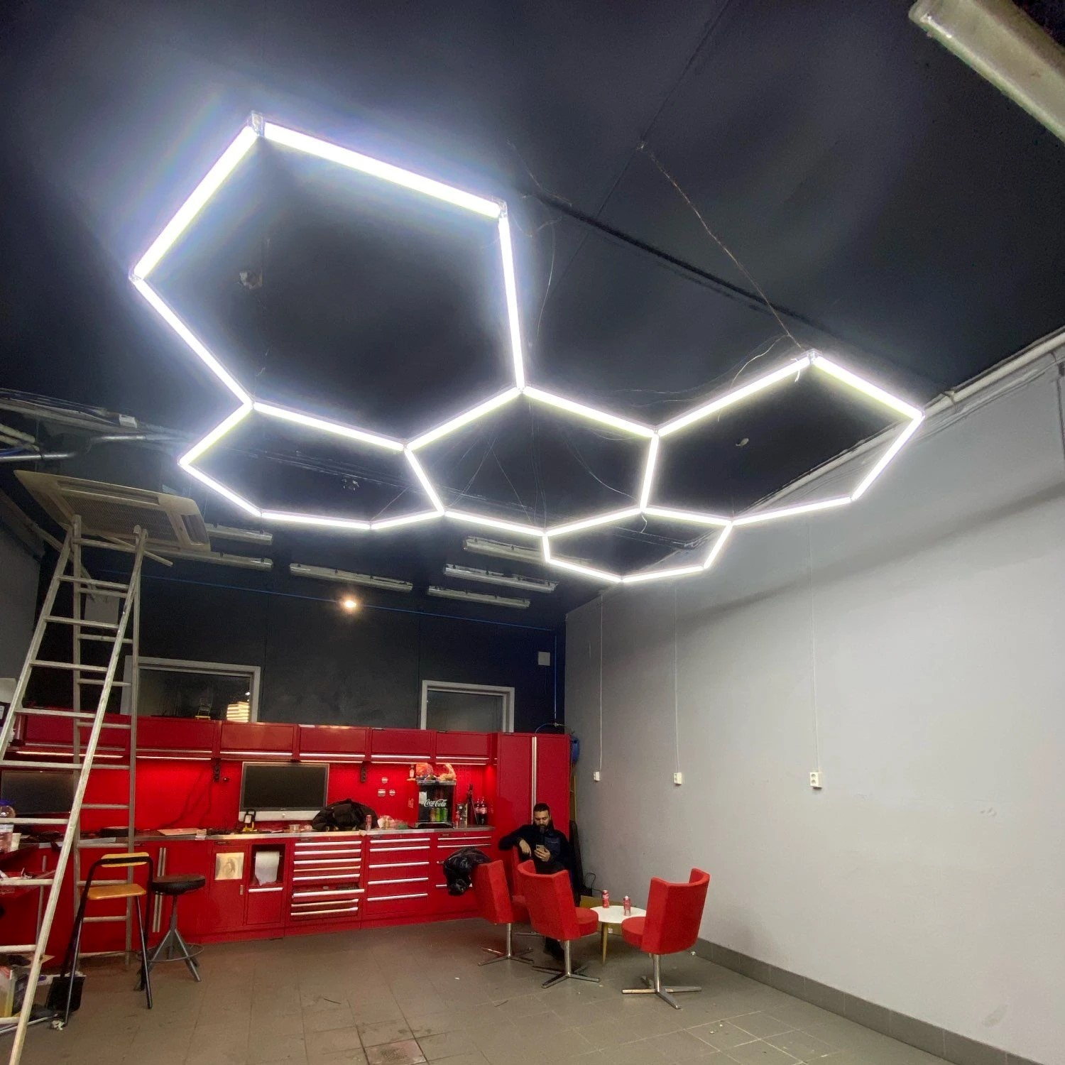 Led Aluminum Customized Dropshipping Car Workshop Light Garage Detailing Lamp Honeycomb Hexagonal Five Grids Light