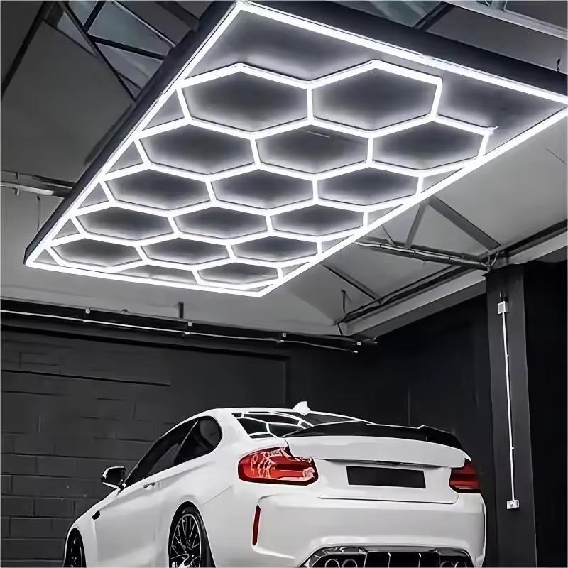 Garage Light for Auto Detailing Honeycomb Hexagon Design for Car Wash & Beauty Shop Workshops