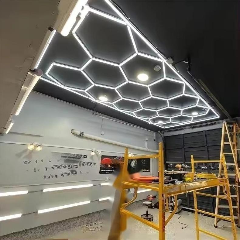 Garage Led Light 110V-220V for Auto Detailing Honeycomb Hexagon light for Car Wash Beauty Shop